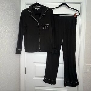 RAE DUNN SLEEP Button Front Long Sleeve Pull On Loungewear Pajama Set